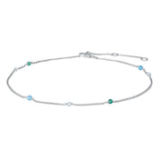 Rhd. sølv ankelkæde SWEETS52 Gr. Ro. Bl. - Urma.dk