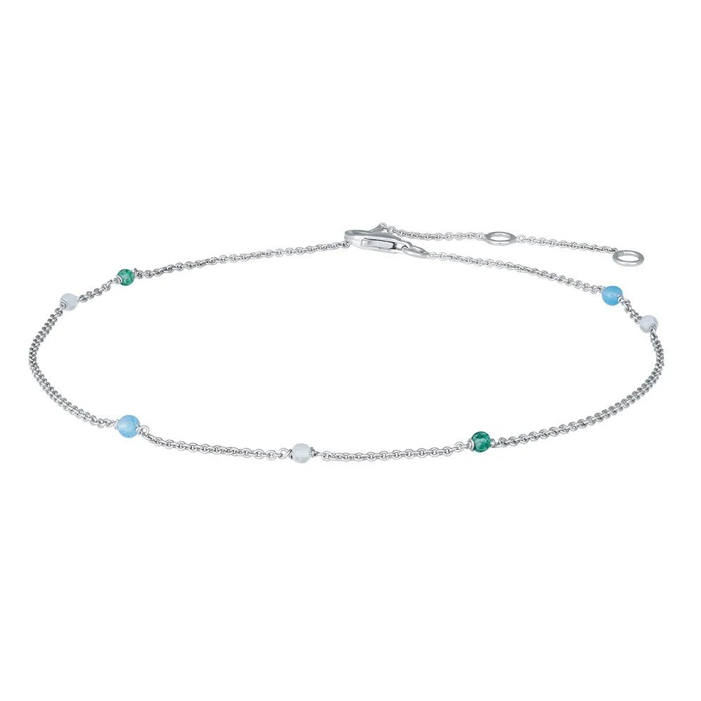 Rhd. sølv ankelkæde SWEETS52 Gr. Ro. Bl. - Urma.dk