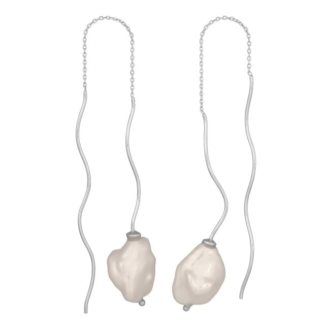 Rhd. sølv øreh. kæde/stav BAROQUE52 ferskv. 60mm - Urma.dk