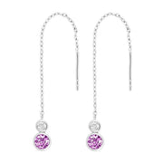 Rhd. Sølv ørekæde pink IDANOR - Urma.dk