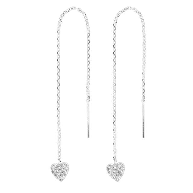 Rhd. Sølv ørekæder m/hjerte HAYLEYNOR - Urma.dk