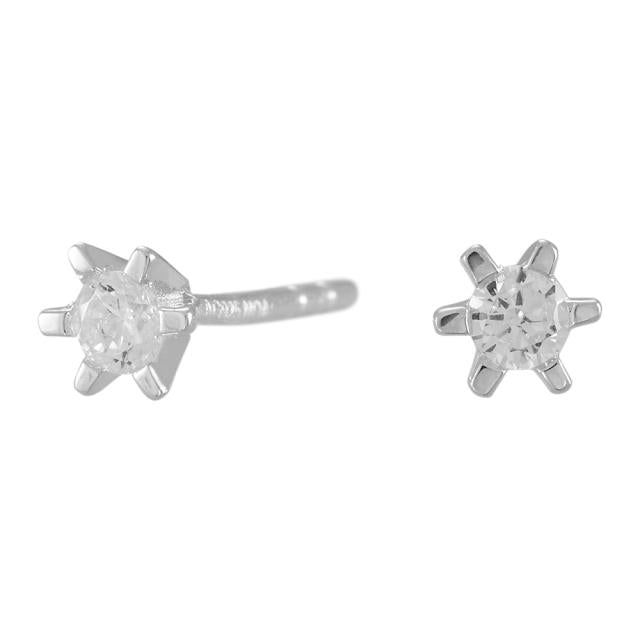 Rhd. sølv øreringe 6 grabber med 2,5mm cz - Urma.dk