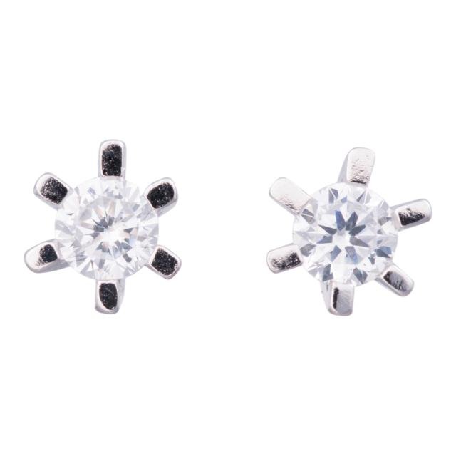 Rhd. sølv øreringe 6 grabber med 3mm cz - Urma.dk