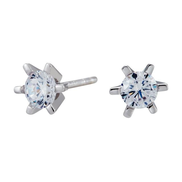 Rhd. sølv øreringe 6 grabber med 5mm cz - Urma.dk