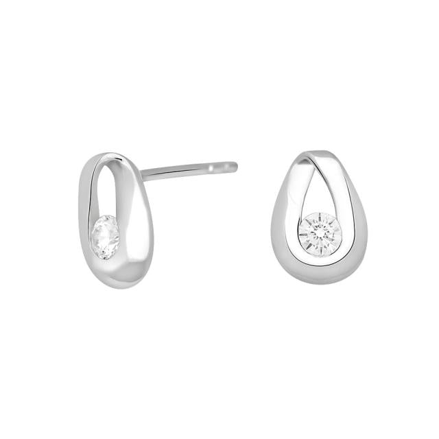 Rhd. Sølv øreringe med cz. 9mm - Urma.dk
