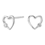 Rhd. sølv ørestikker åbent hjerte med cz. 7mm - Urma.dk