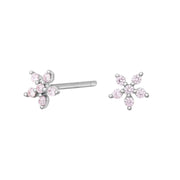 Rhd. Sølv ørestikker blomst med pink cz - Urma.dk