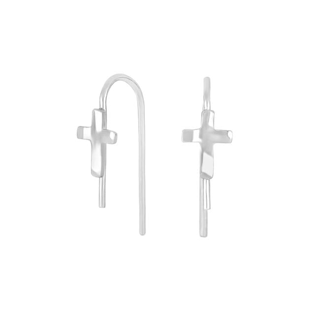 Rhd. sølv ørestikker BUY52 kors - Urma.dk