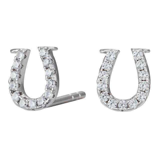Rhd. sølv ørestikker hestesko 7mm med cz - Urma.dk