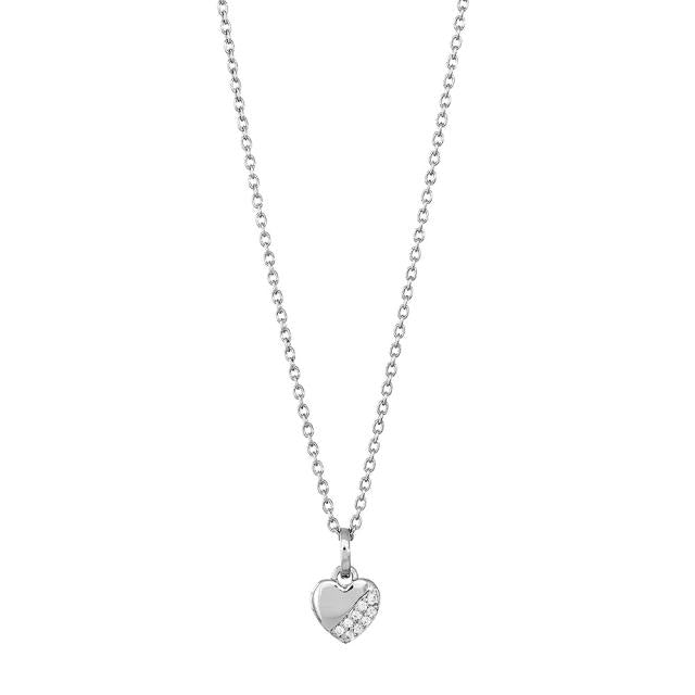 Rhd. Sølv vedh. hjerte med cz. inkl. kæde - Urma.dk