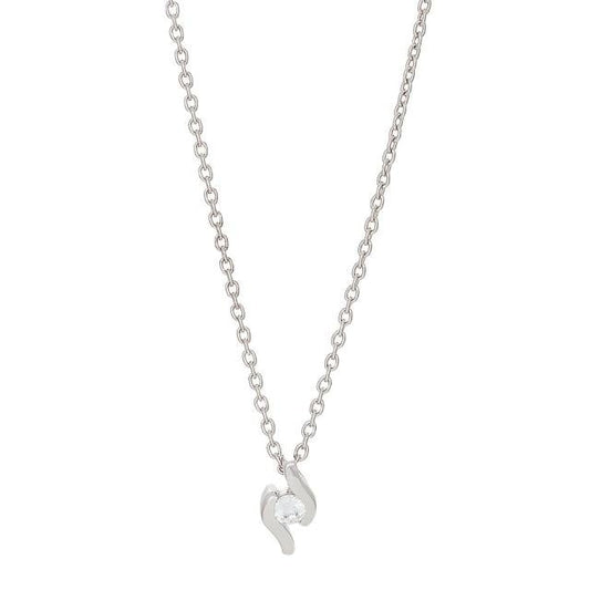 Rhd. sølv vedh., m/ cz inkl. kæde - Urma.dk