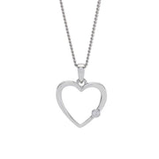 Rhd. sølv vedhæng hjerte 16mm med 1 cz. inkl. kæde - Urma.dk