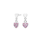 Rhd. sølvørehængere hjerte m. rosa mix cz - Urma.dk
