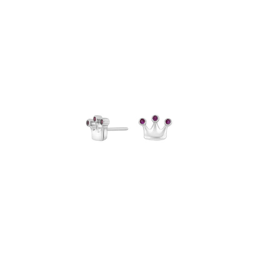 Rhd. sølvørestikker krone m. pink cz - Urma.dk