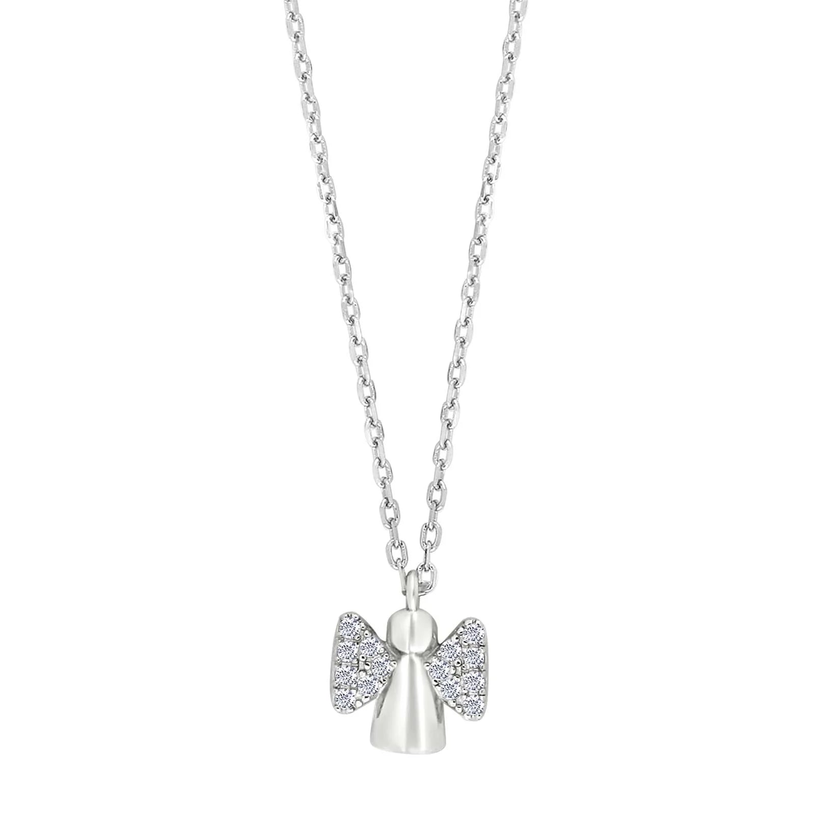 Rhd. sølvvedhæng engel m/cz + kæde - Urma.dk