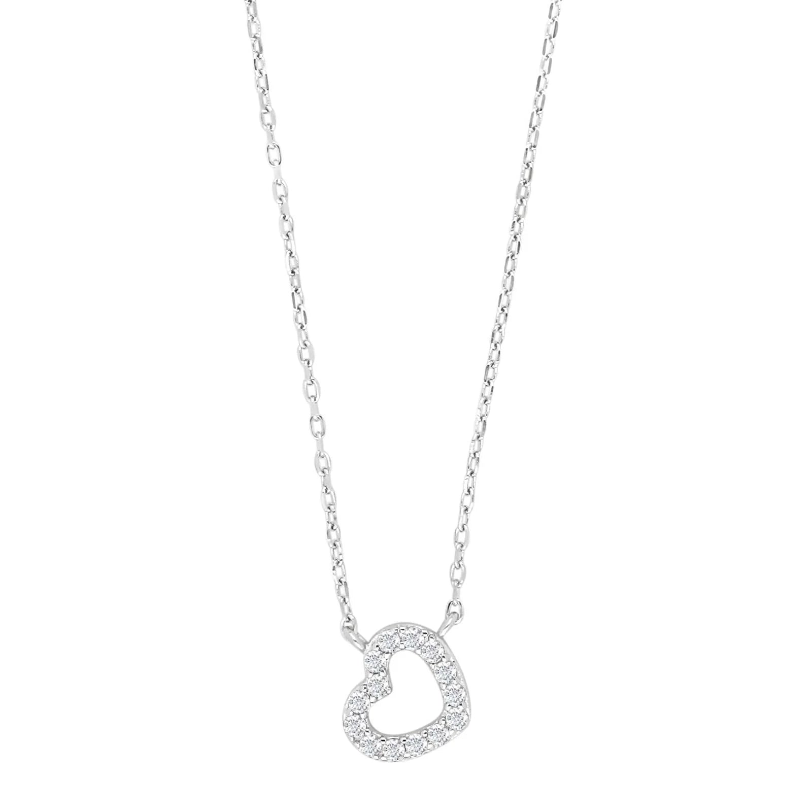 Rhd. sølvvedhæng hjerte m/cz + kæde - Urma.dk