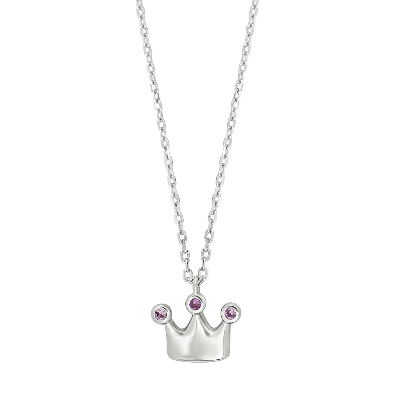 Rhd. sølvvedhæng krone m/cz pink rubin + kæde - Urma.dk