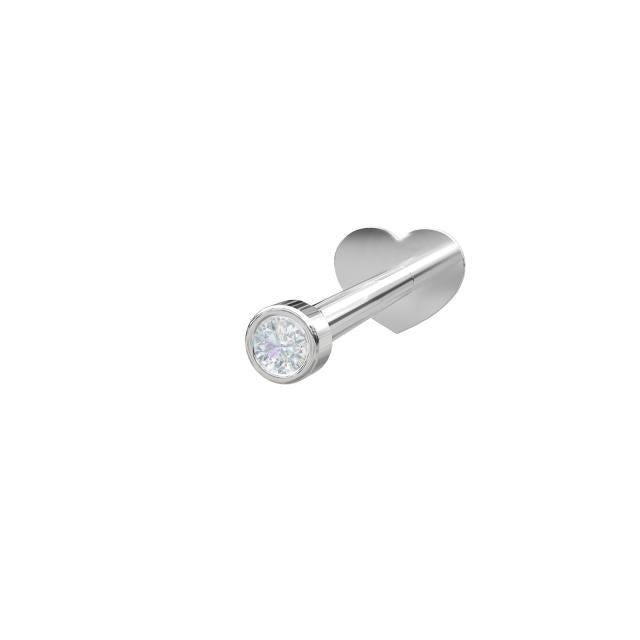 Rhd. sølv Labret-piercing 1 CZ 1,5mm Rør PIERCE52