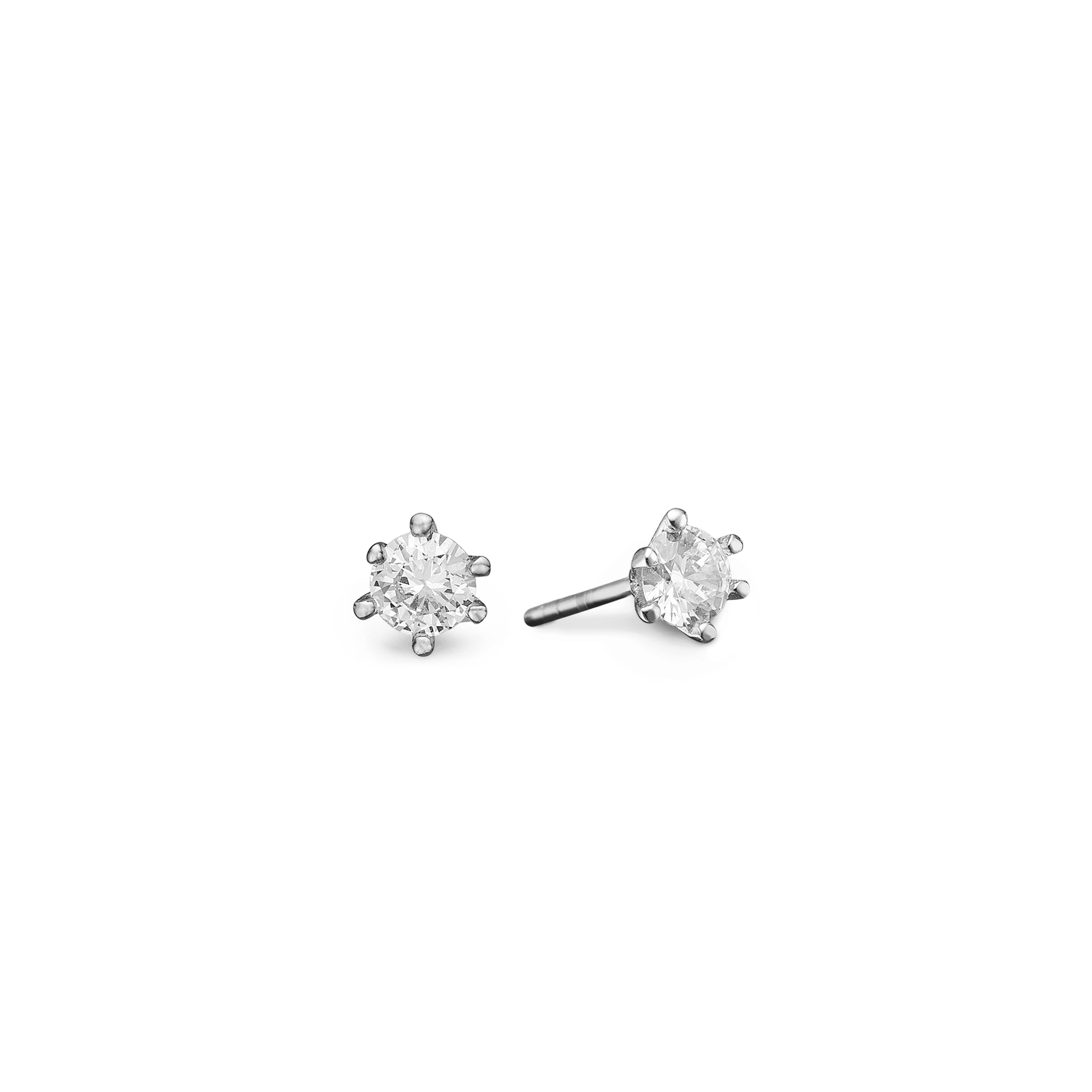 RHOD. SØLV ØRESTIK M/SY.ZIRCONIA 6 MM