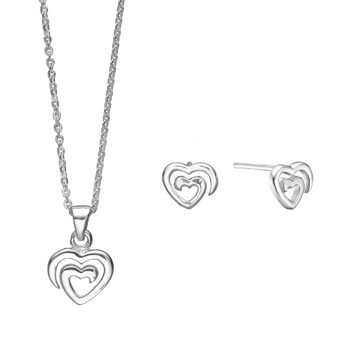 RHOD. SØLV SÆT COLLIER+ØRESTIK