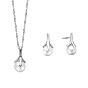 RHOD. SØLV SÆT COLLIER+ØRESTIK