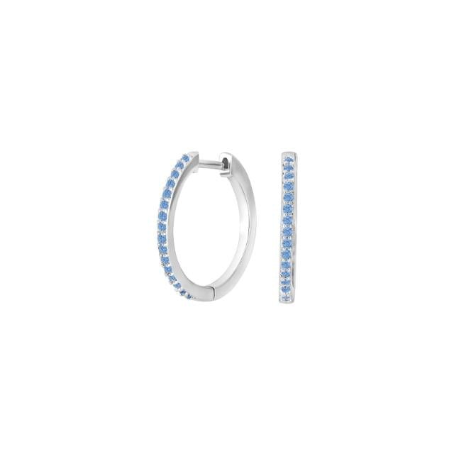 Rhod. sølv creoler lyseblå cz JANENOR 18mm - Urma.dk