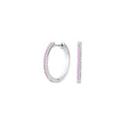 Rhod. sølv creoler lyserød cz JANENOR 18mm - Urma.dk