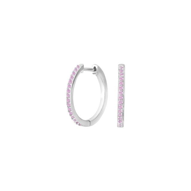 Rhod. sølv creoler lyserød cz JANENOR 18mm - Urma.dk