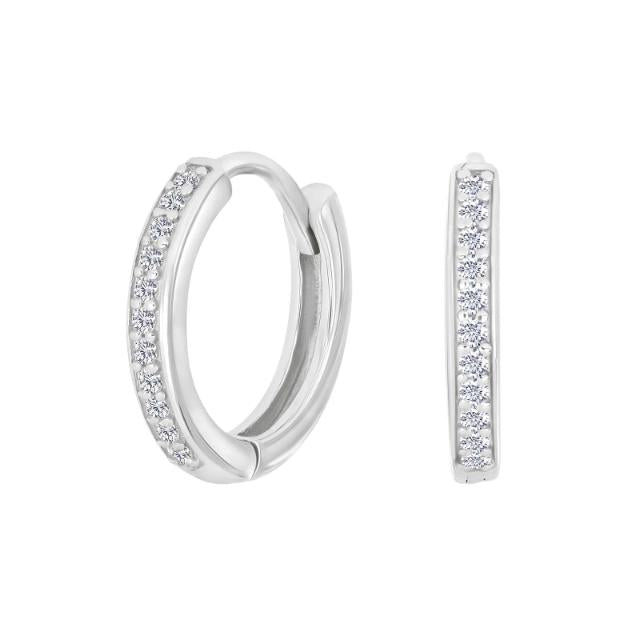 Rhod. sølv creoler m/cz 14mm - Urma.dk