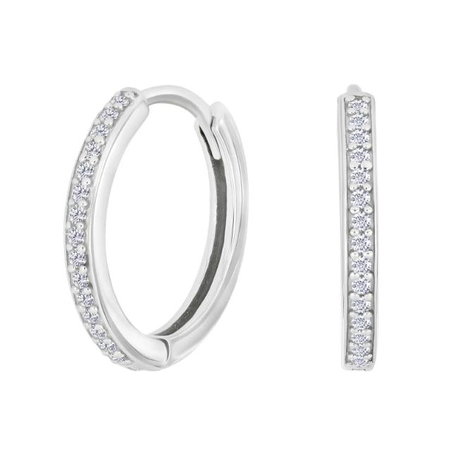 Rhod. sølv creoler m/cz 17mm - Urma.dk