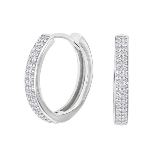 Rhod. sølv creoler m/cz 20mm - Urma.dk