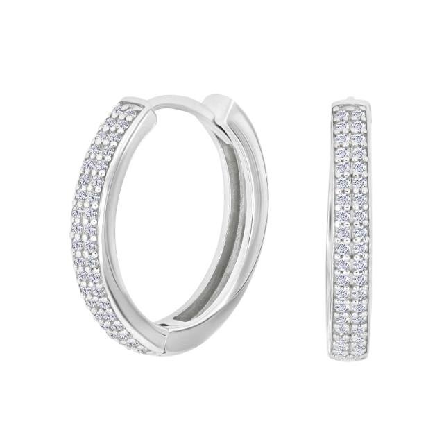 Rhod. sølv creoler m/cz 20mm - Urma.dk