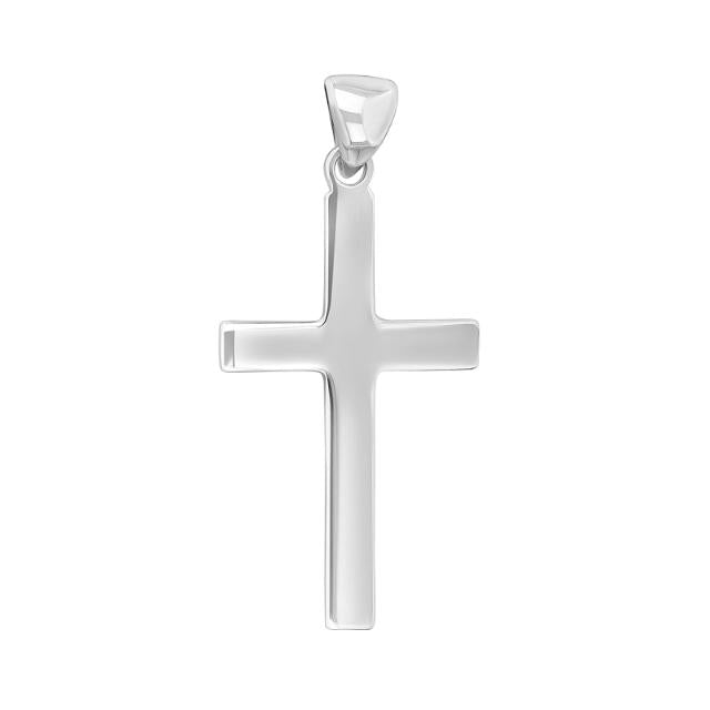 Rhod. sølv kors massiv 28mm - Urma.dk