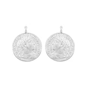 Rhod. sølv mat system - vedhæng mønt 16x16mm - par - Urma.dk
