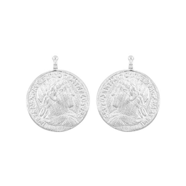 Rhod. sølv mat system - vedhæng mønt 16x16mm - par - Urma.dk