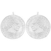 Rhod. sølv mat system - vedhæng mønt 23x23mm - par - Urma.dk