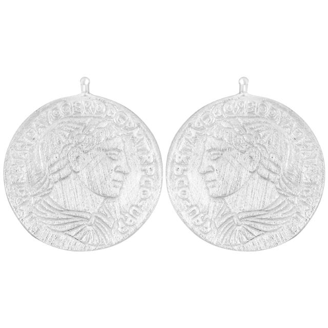 Rhod. sølv mat system - vedhæng mønt 23x23mm - par - Urma.dk