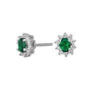 Rhod. Sølv ørestik m. synt. Smaragd og cz - Urma.dk