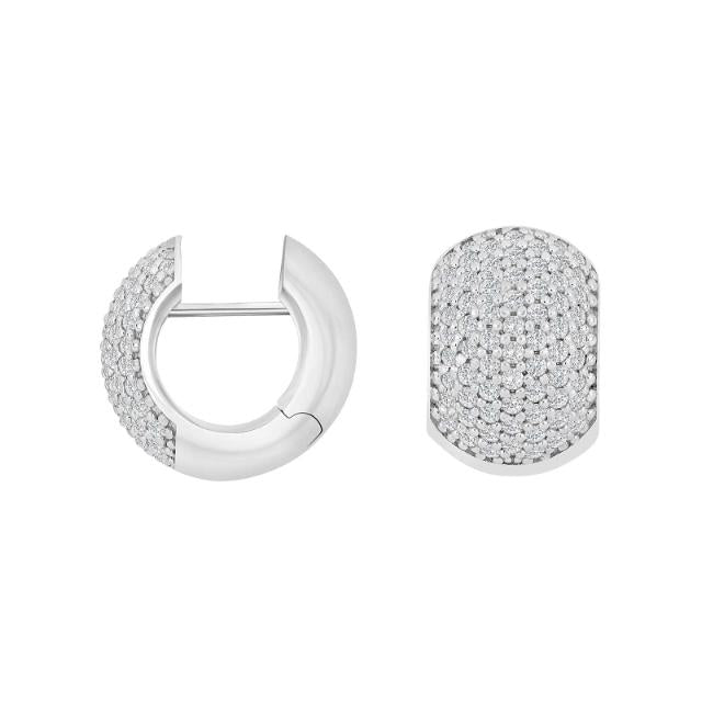 Rhod. sølv system - creoler m/cz Pippa 17x12mm - Urma.dk