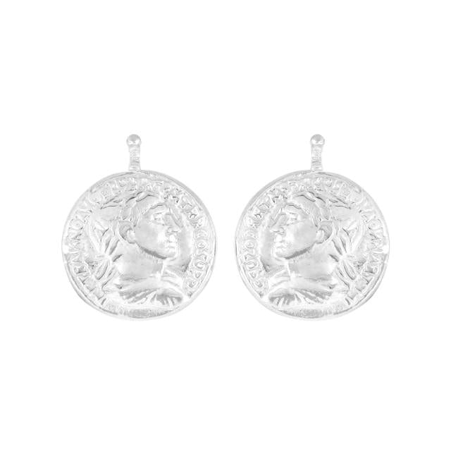 Rhod. sølv system - vedhæng mønt 16x16mm - par - Urma.dk