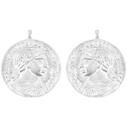 Rhod. sølv system - vedhæng mønt 23x23mm - par - Urma.dk