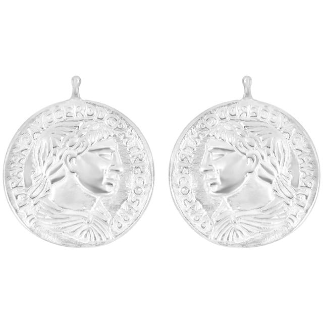 Rhod. sølv system - vedhæng mønt 23x23mm - par - Urma.dk