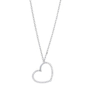 Rhod. sølv vedhæng hjerte med cz inkl. kæde - Urma.dk