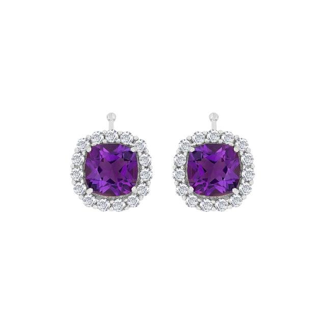 Rhod. Sølv vedhæng roset 12x12 Amethyst CZ - Urma.dk