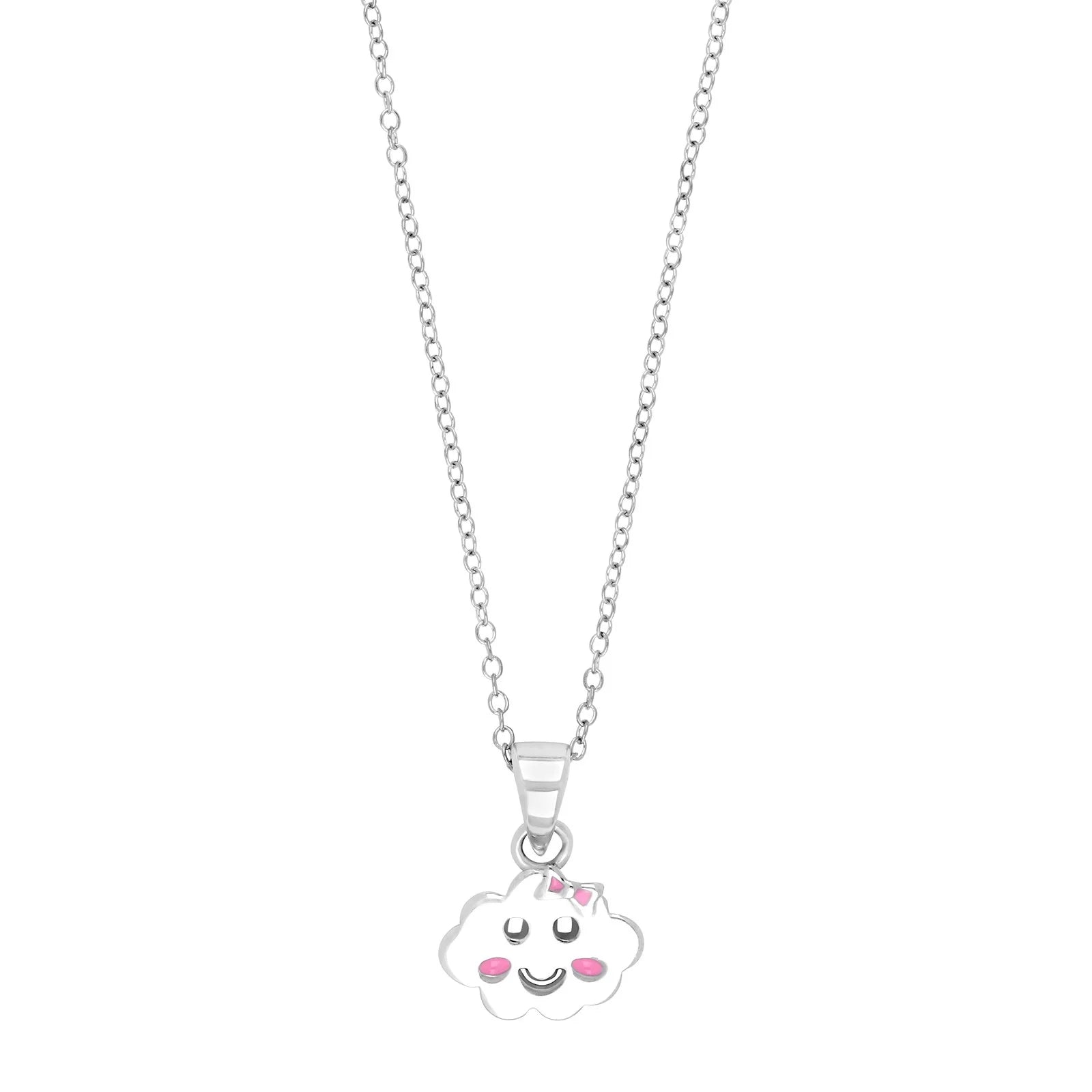 Rhod. sølv vedhæng sky m/emalje inkl. kæde - Urma.dk