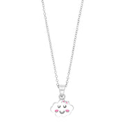 Rhod. sølv vedhæng sky m/emalje inkl. kæde - Urma.dk