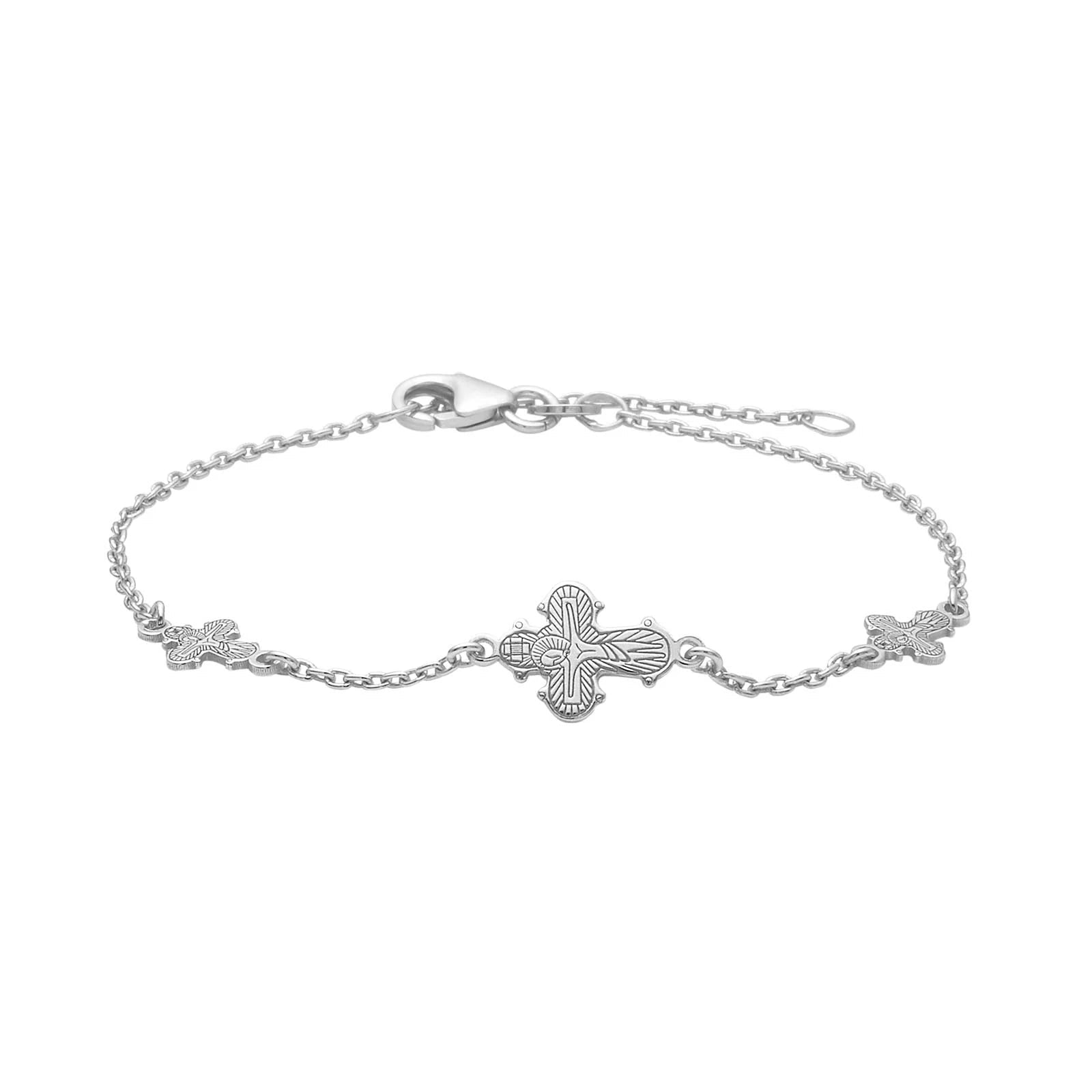 Rhod. sølvarmbånd m. 3 dagmarkors - Urma.dk