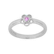 Rhod. sølvbørnering blomst m/lyserød cz - Urma.dk