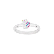 Rhod. sølvbørnering enhjørning m/emalje - Urma.dk