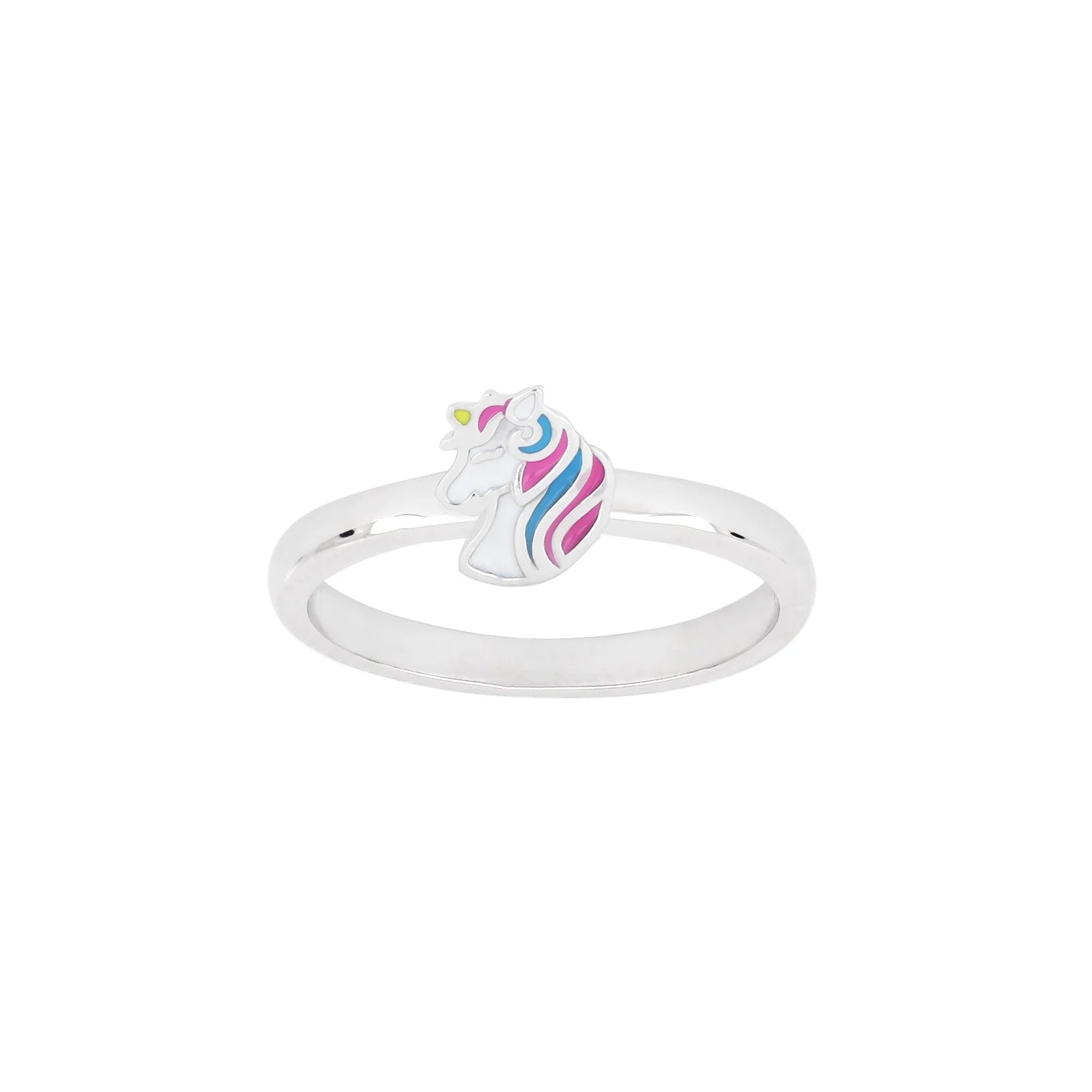 Rhod. sølvbørnering enhjørning m/emalje - Urma.dk